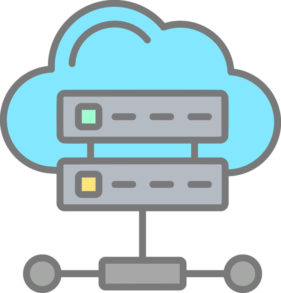 Wolke Datenbank Linie gefüllt Licht Symbol vektor