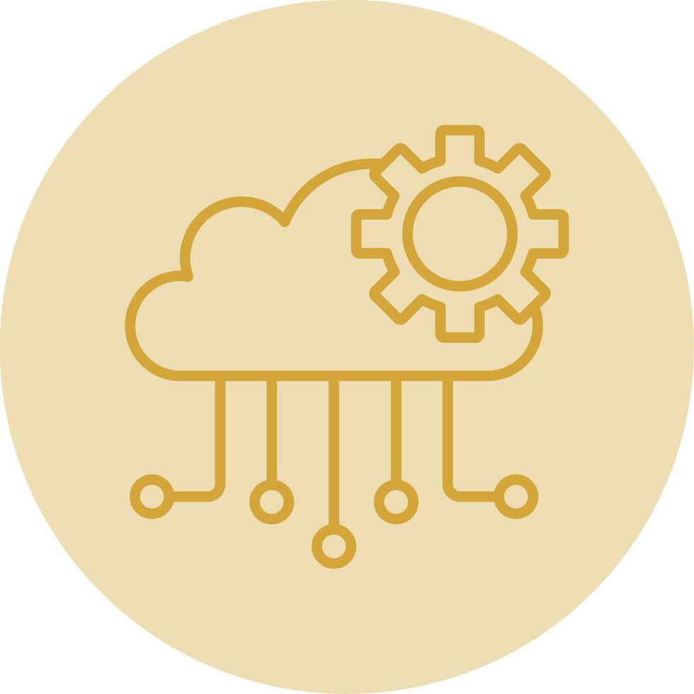 moln datoranvändning linje gul cirkel ikon vektor