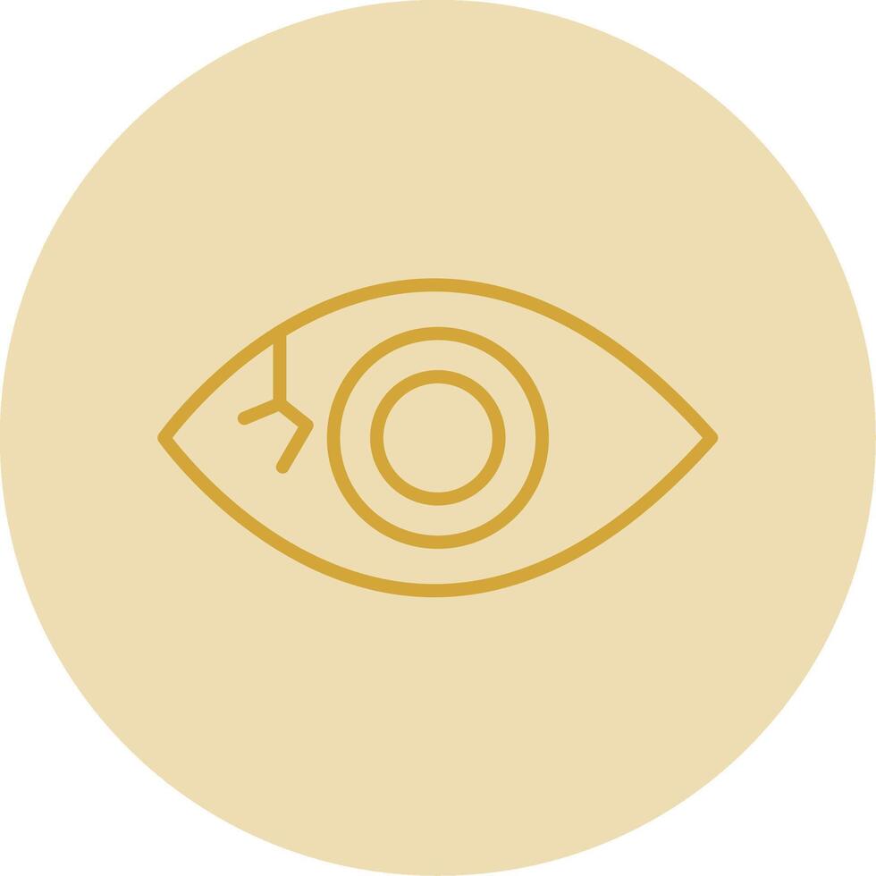 eyeball linje gul cirkel ikon vektor