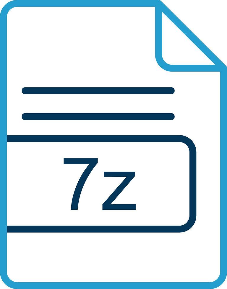 7z Datei Format Linie Blau zwei Farbe Symbol vektor