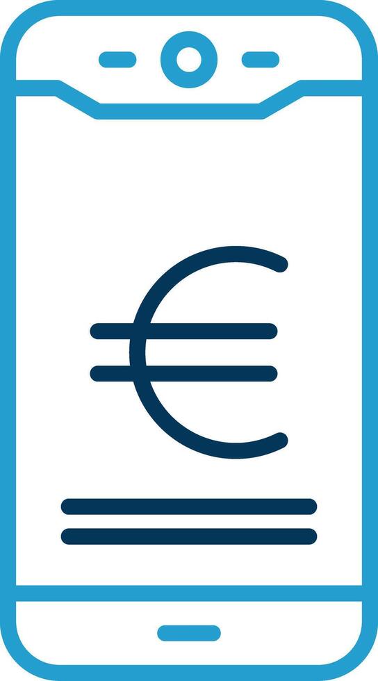 Euro Handy, Mobiltelefon Zahlen Linie Blau zwei Farbe Symbol vektor