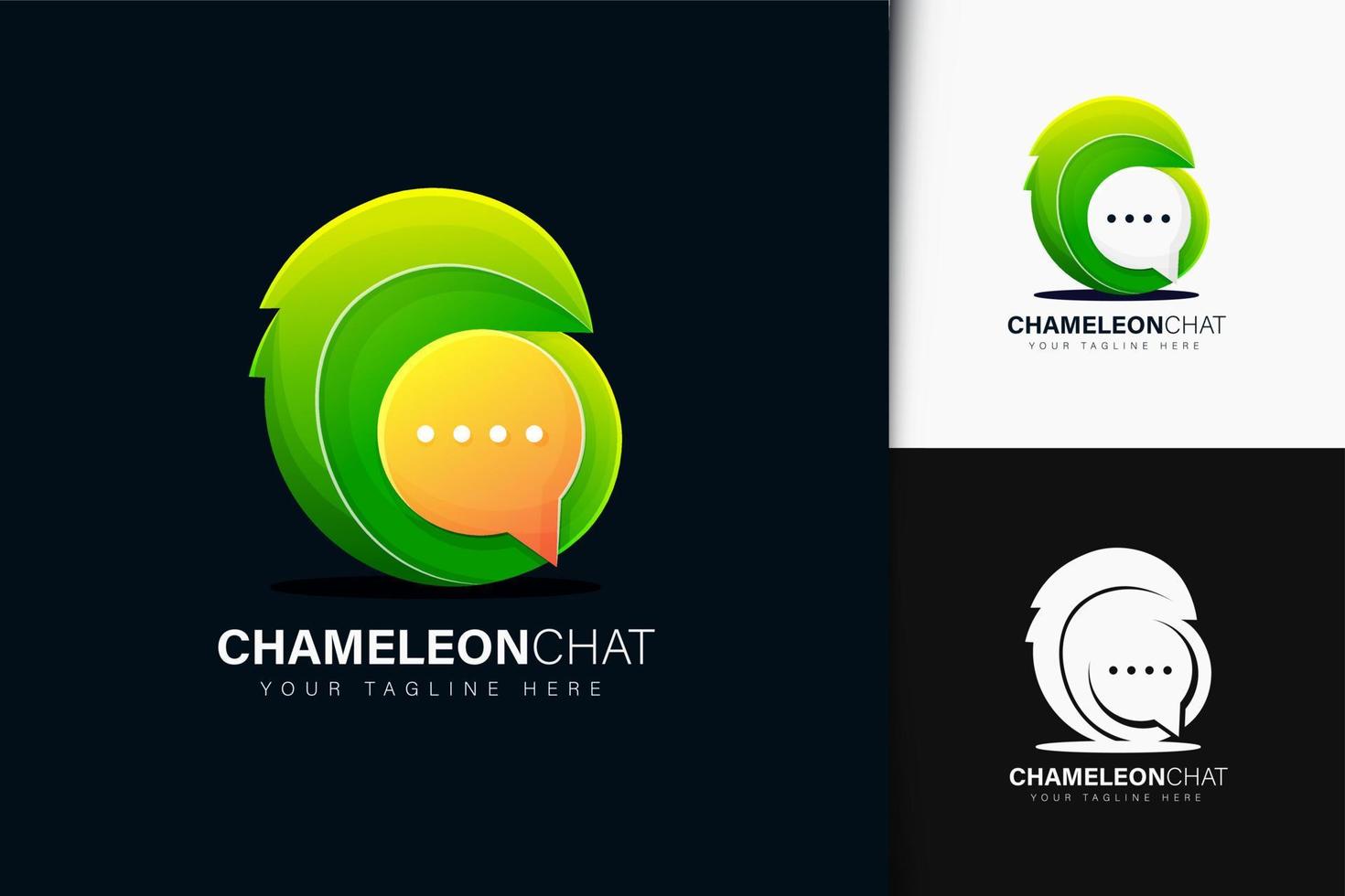 Chamäleon-Chat-Logo-Design mit Farbverlauf vektor