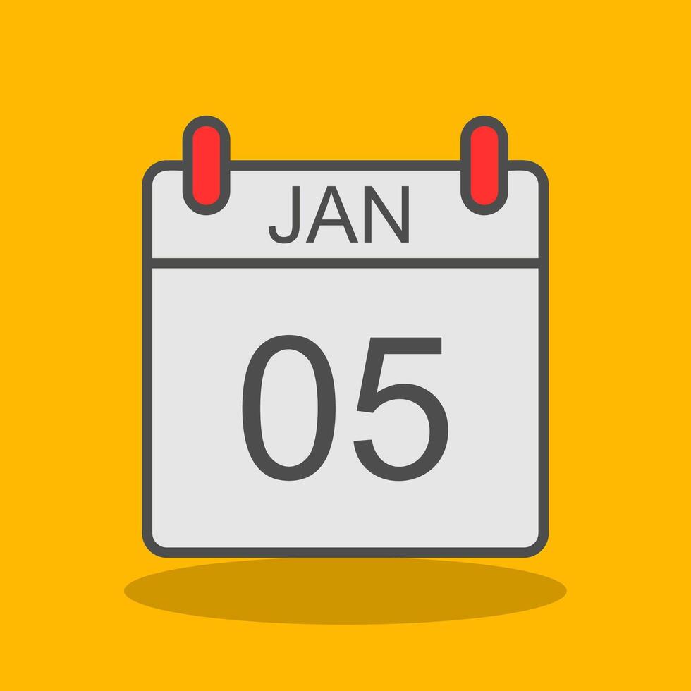 januari fylld skugga ikon vektor
