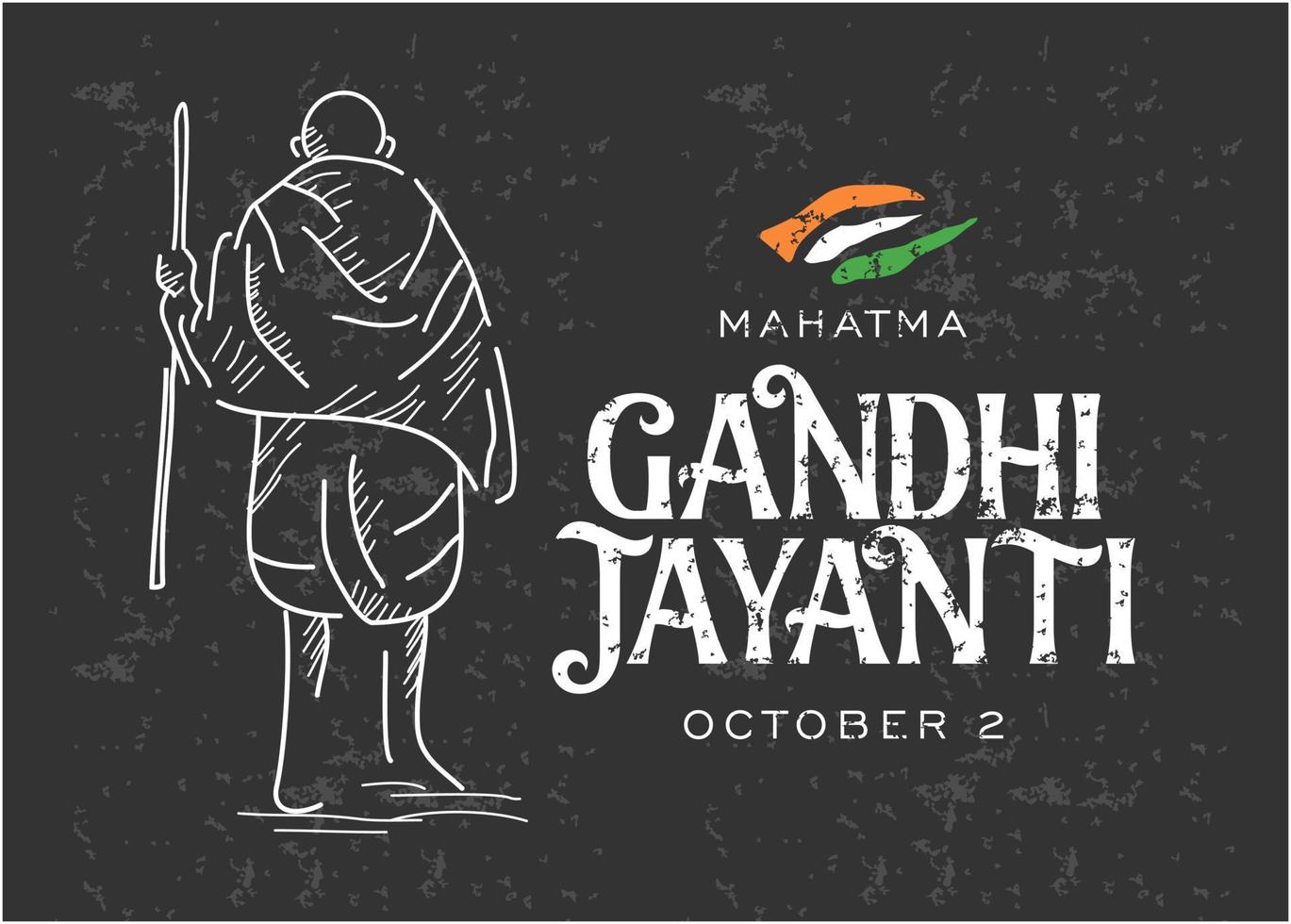 Gandhi Jayanti ist eine Veranstaltung, die in Indien zum Geburtstag von Mahatma Gandhi gefeiert wird, Vektordesign-Schwarztafelhintergrund vektor