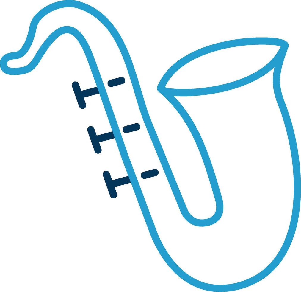 Saxophon Linie Blau zwei Farbe Symbol vektor