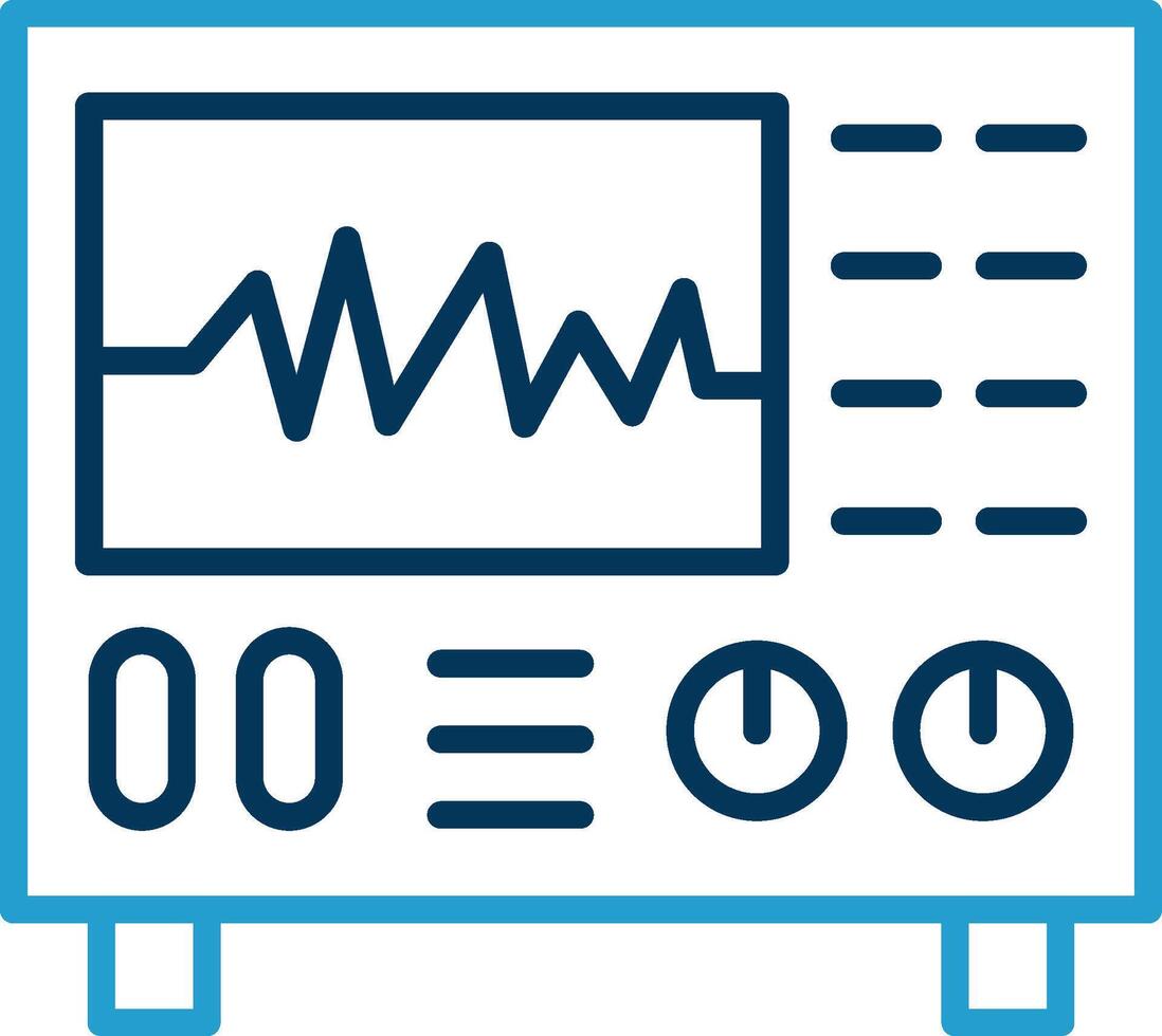 oscilloskop linje blå två Färg ikon vektor