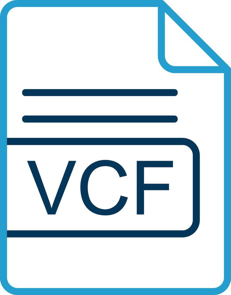 vcf fil formatera linje blå två Färg ikon vektor