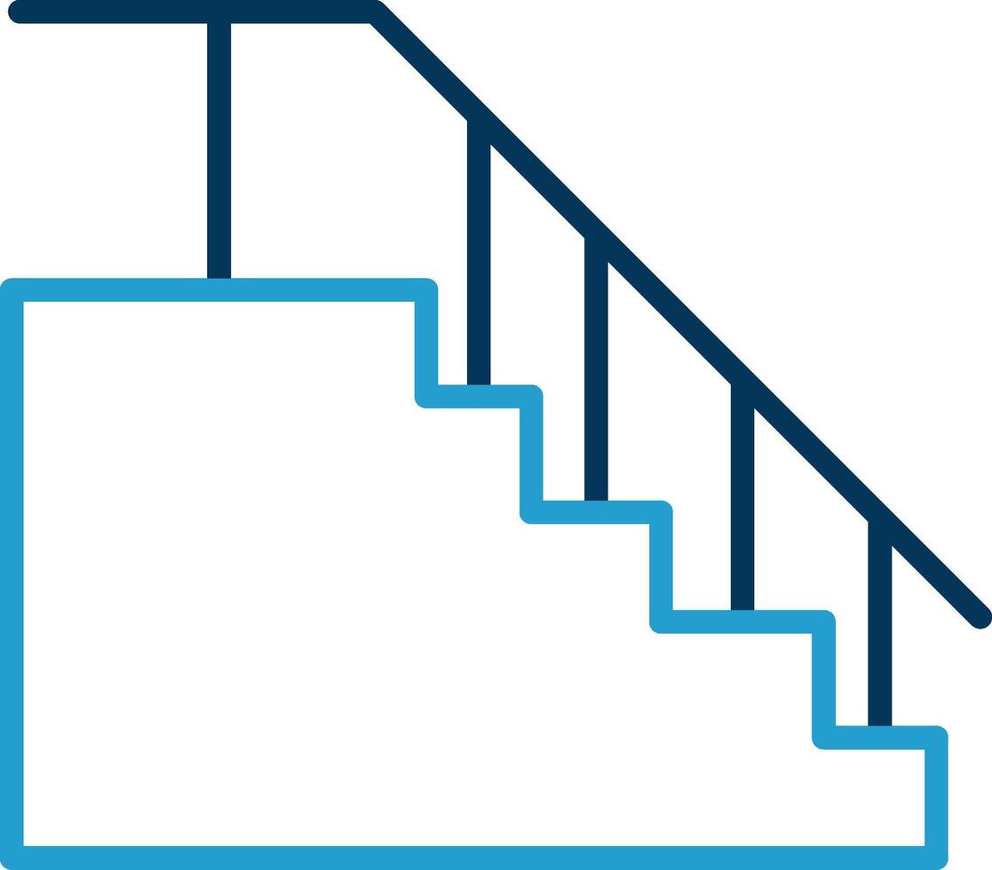 Treppe Linie Blau zwei Farbe Symbol vektor