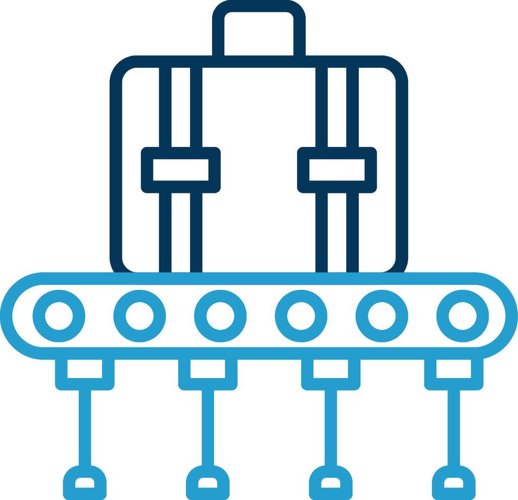 Gepäck Förderer Linie Blau zwei Farbe Symbol vektor