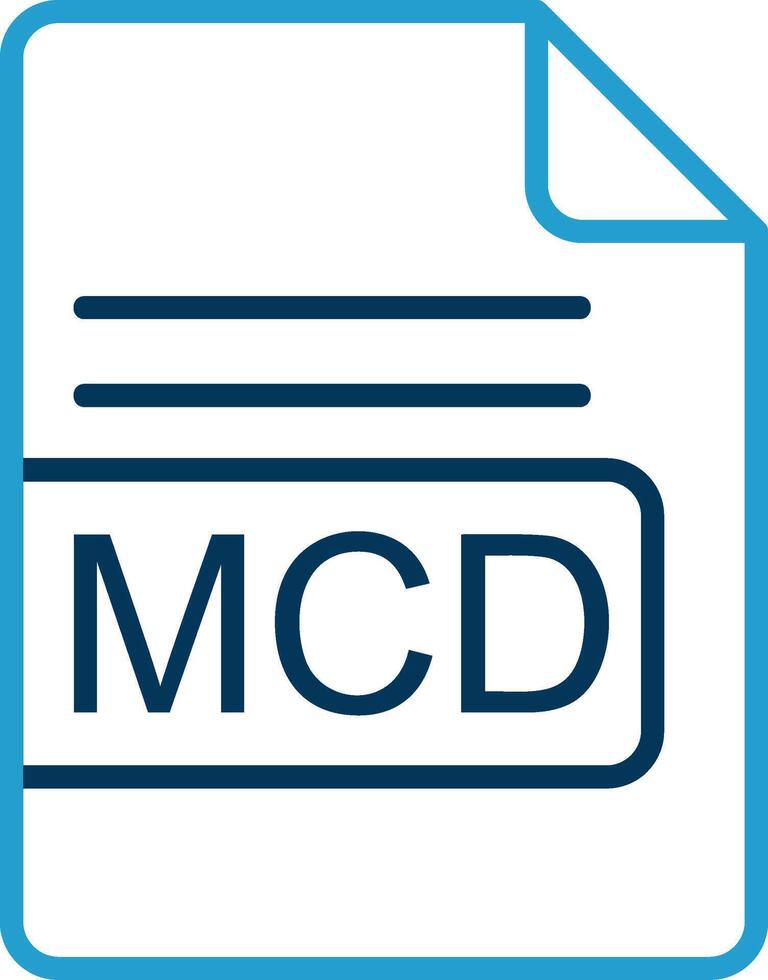 mcd fil formatera linje blå två Färg ikon vektor