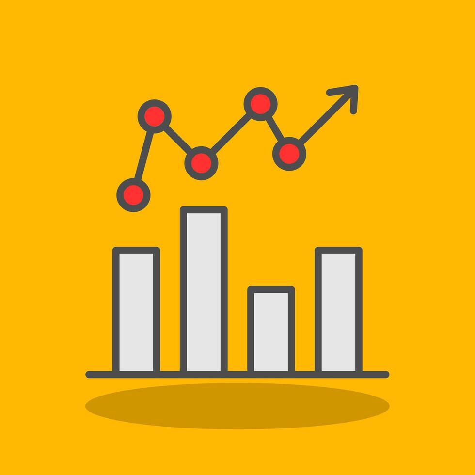 Bar Graph gefüllt Schatten Symbol vektor