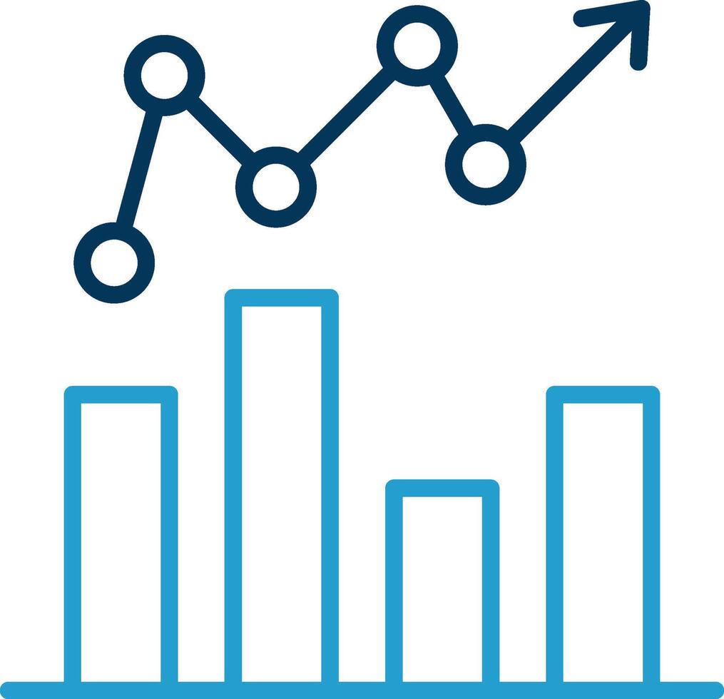 Bar Graph Linie Blau zwei Farbe Symbol vektor