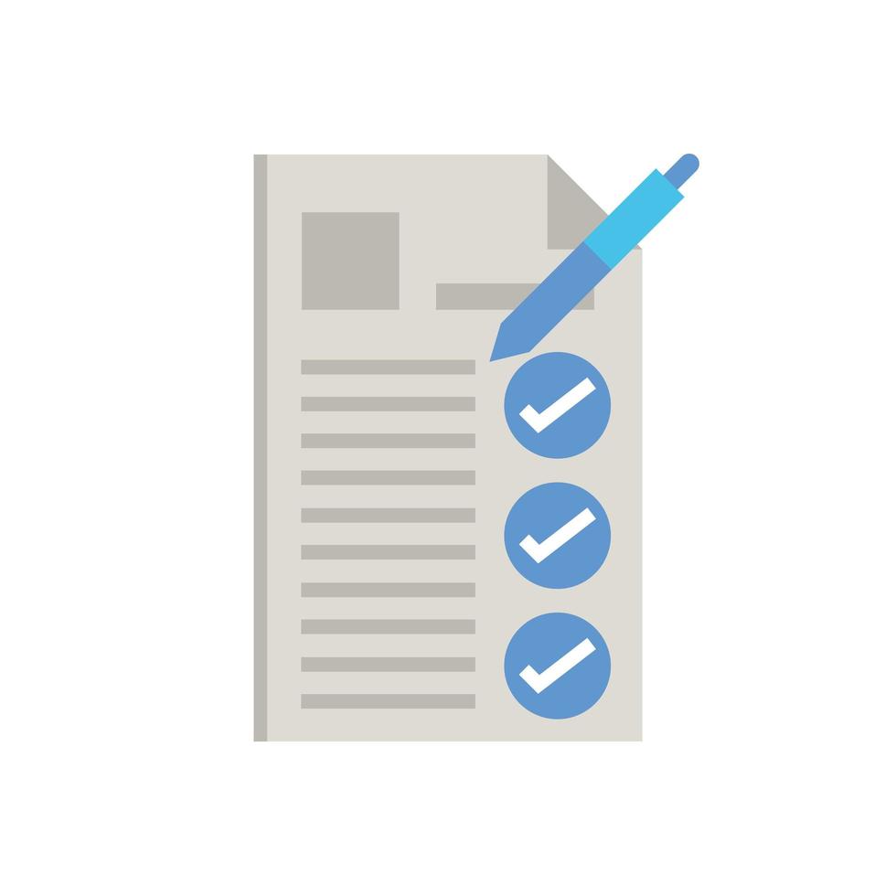 checklista dokumentpapper med pennförsörjning vektor