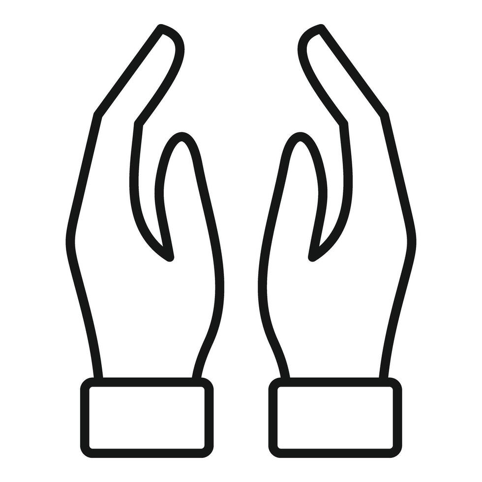 Hände Meditation Geste Symbol Gliederung . Hand Gebet vektor