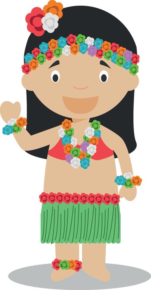 Charakter von Hawaii gekleidet im das traditionell Weg Illustration. Kinder von das Welt Sammlung. vektor