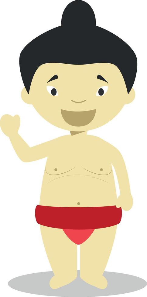 Charakter von Japan gekleidet wie ein Sumo Ringer. Illustration. Kinder von das Welt Sammlung. vektor