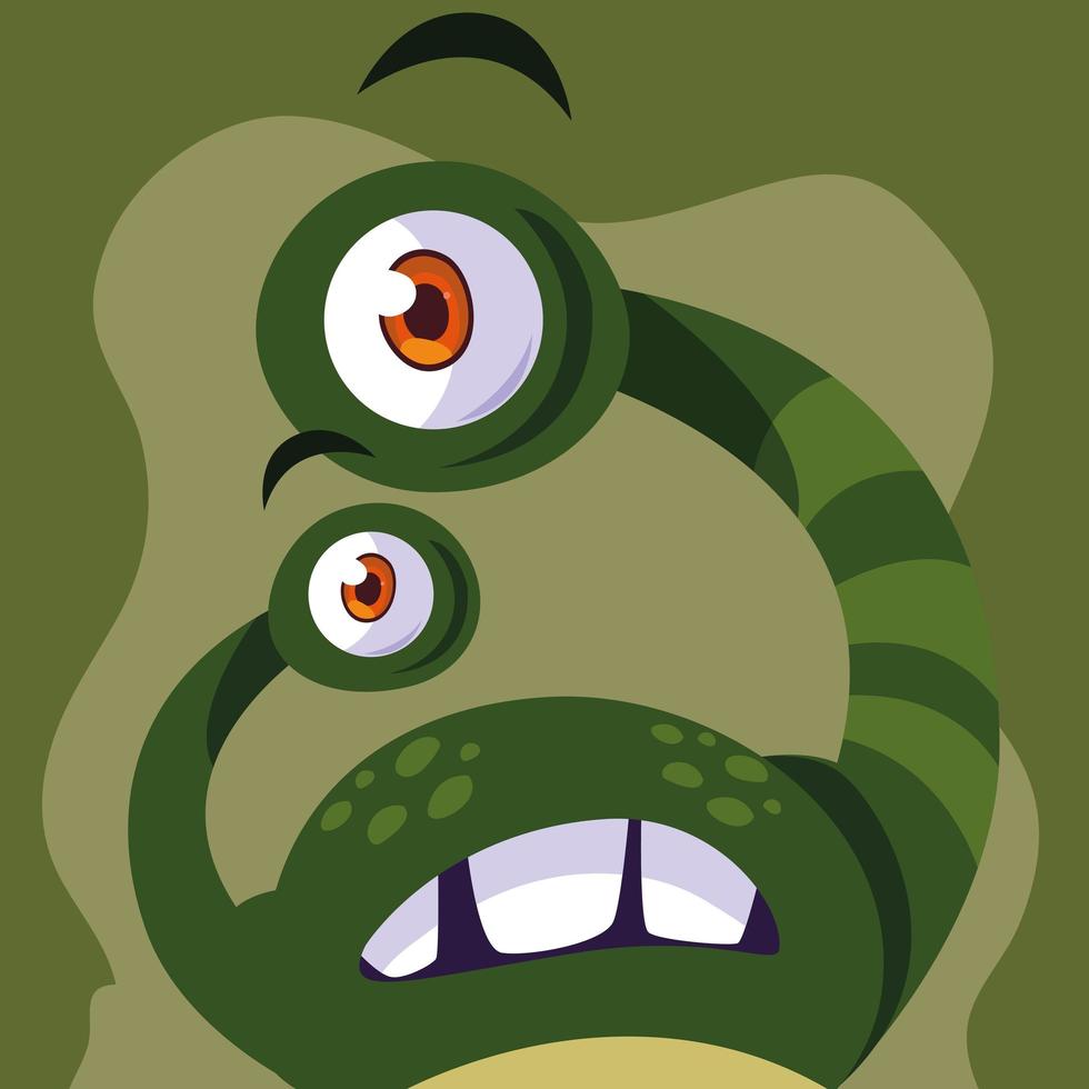 grünes Monster Cartoon Design Symbol Vektor Illustration
