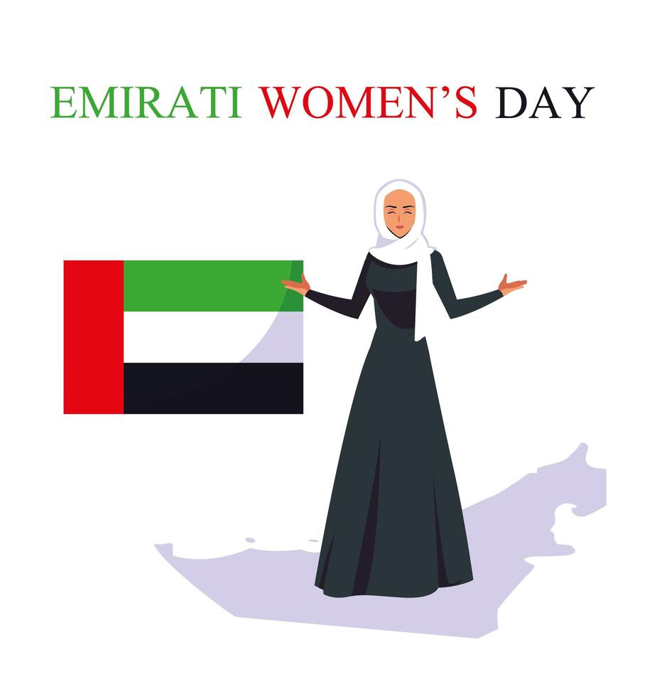 emirati kvinnor dag affisch med flagga och kvinna vektor