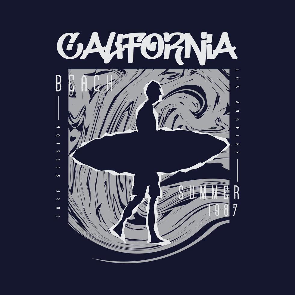 kalifornien strand surfing eleganta t-shirt och kläder abstrakt design. skriva ut, typografi, affisch vektor