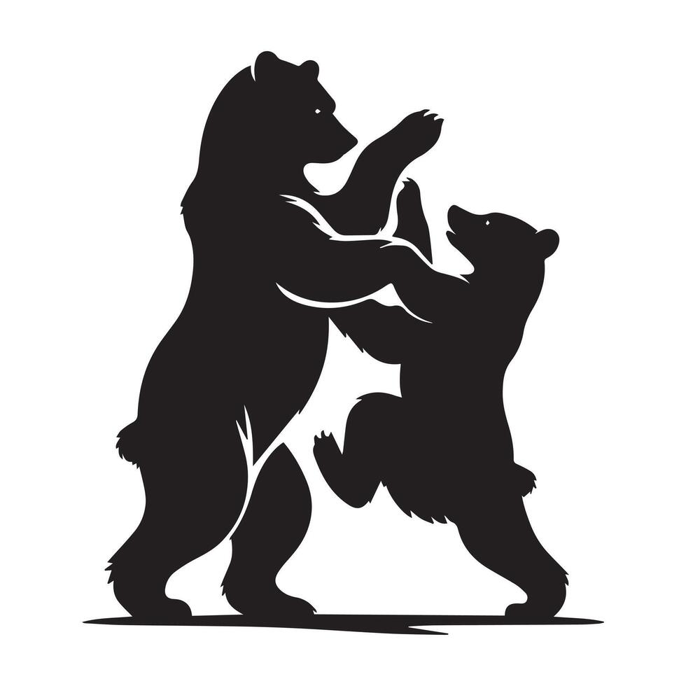 zwei Bär spielen Illustration im schwarz und Weiß vektor