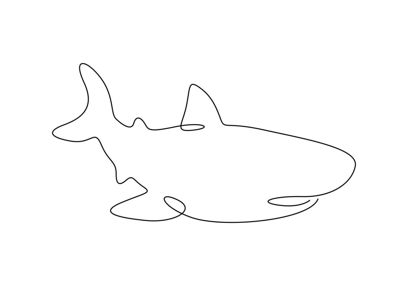 haj fisk i ett kontinuerlig linje teckning digital illustration vektor