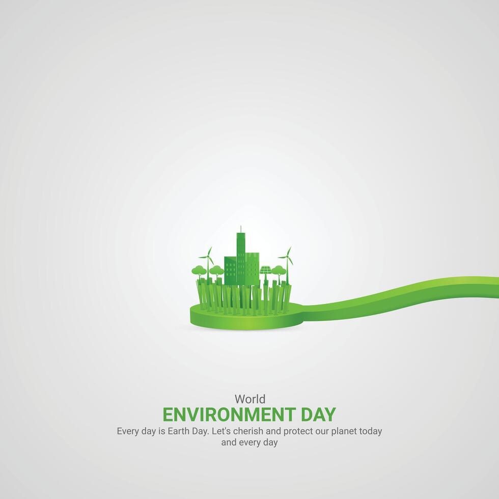 värld miljö dag. värld miljö dag kreativ annonser. juni 5 affisch, baner illustration . 3d vektor