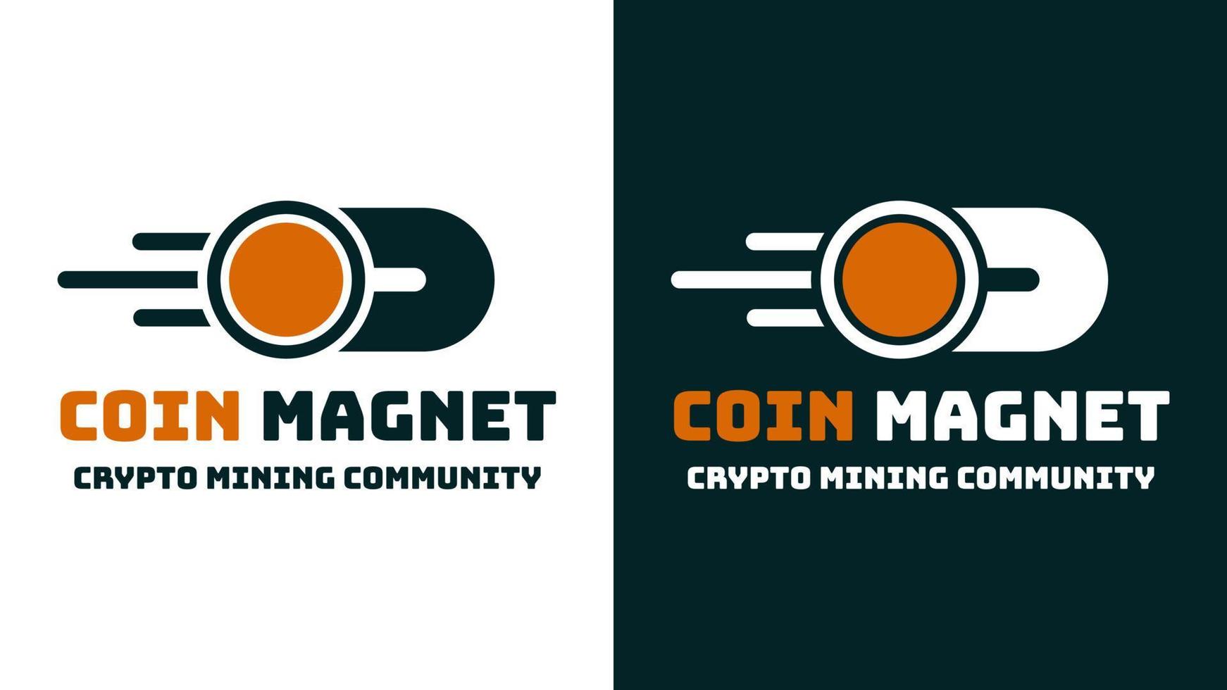 Logo-Design-Vorlage des Münzmagneten. geeignet für Krypto-Mining, Kryptowährungshändler, Blockchain-Investorengemeinschaft. vektor