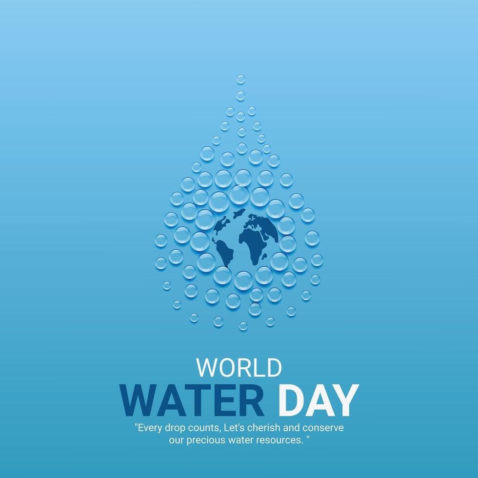 värld vatten dag. vatten dag kreativ annonser design Mars 22. social media affisch, , 3d illustration. vektor
