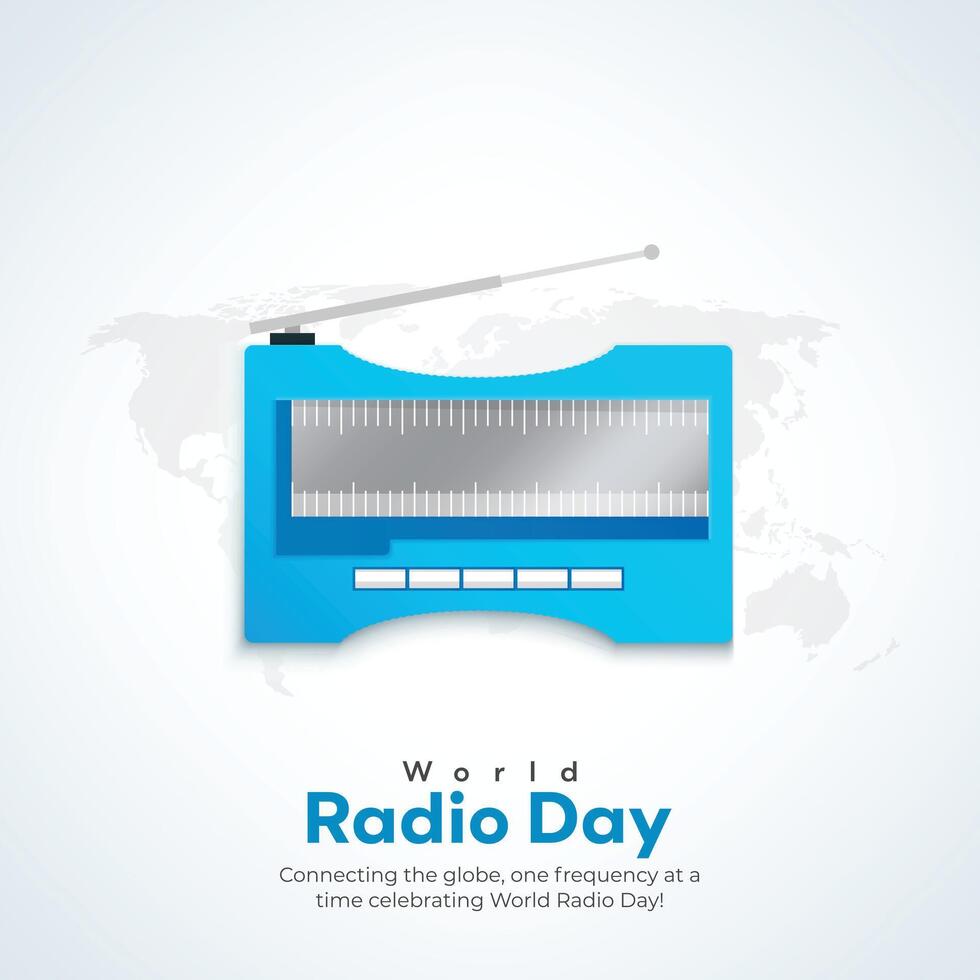 Welt Radio Tag kreativ Anzeigen Design. Februar 13 Radio Tag Sozial Medien Poster 3d Illustration. vektor