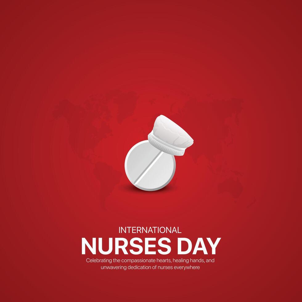 International Krankenschwester Tag. International Krankenschwester Tag kreativ Anzeigen Design. Sozial Medien Post, , 3d Illustration. vektor