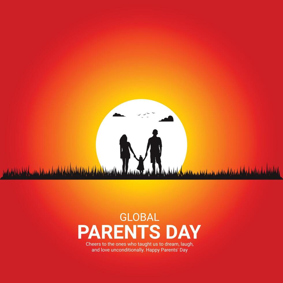 global föräldrar dag. föräldrar dag kreativ annonser design jun 1 . social media affisch, , 3d illustration. vektor