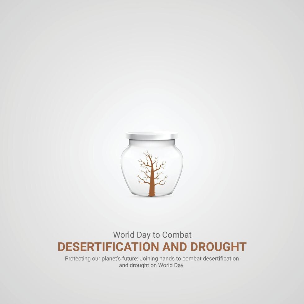 värld dag till bekämpa ökenspridning och torka, värld dag till bekämpa ökenspridning och torka kreativ annonser. 17 juni, illustration,,3d vektor