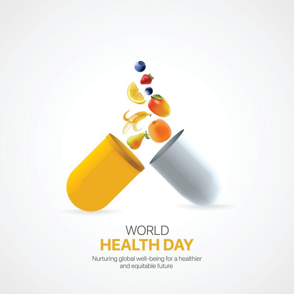 värld hälsa dag. värld hälsa dag kreativ annonser design april 7. social media affisch, , 3d illustration. vektor
