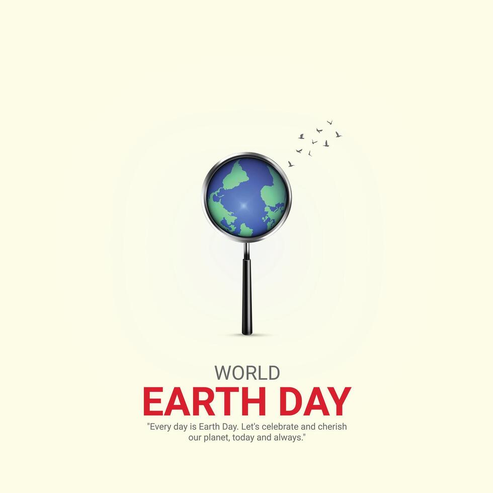 värld jord dag. jord dag kreativ annonser design april 22. social media affisch, , 3d illustration. vektor
