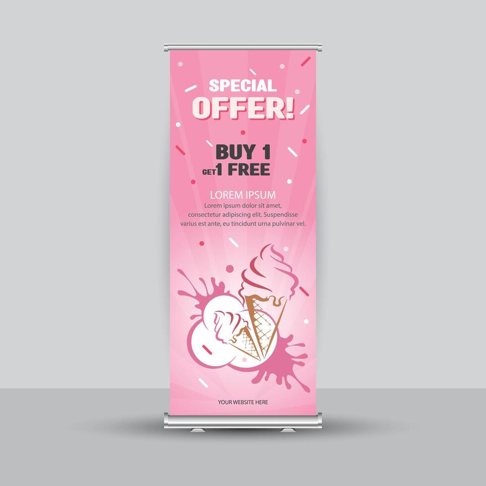 kreativ stil rulla upp baner standee mall design vektor