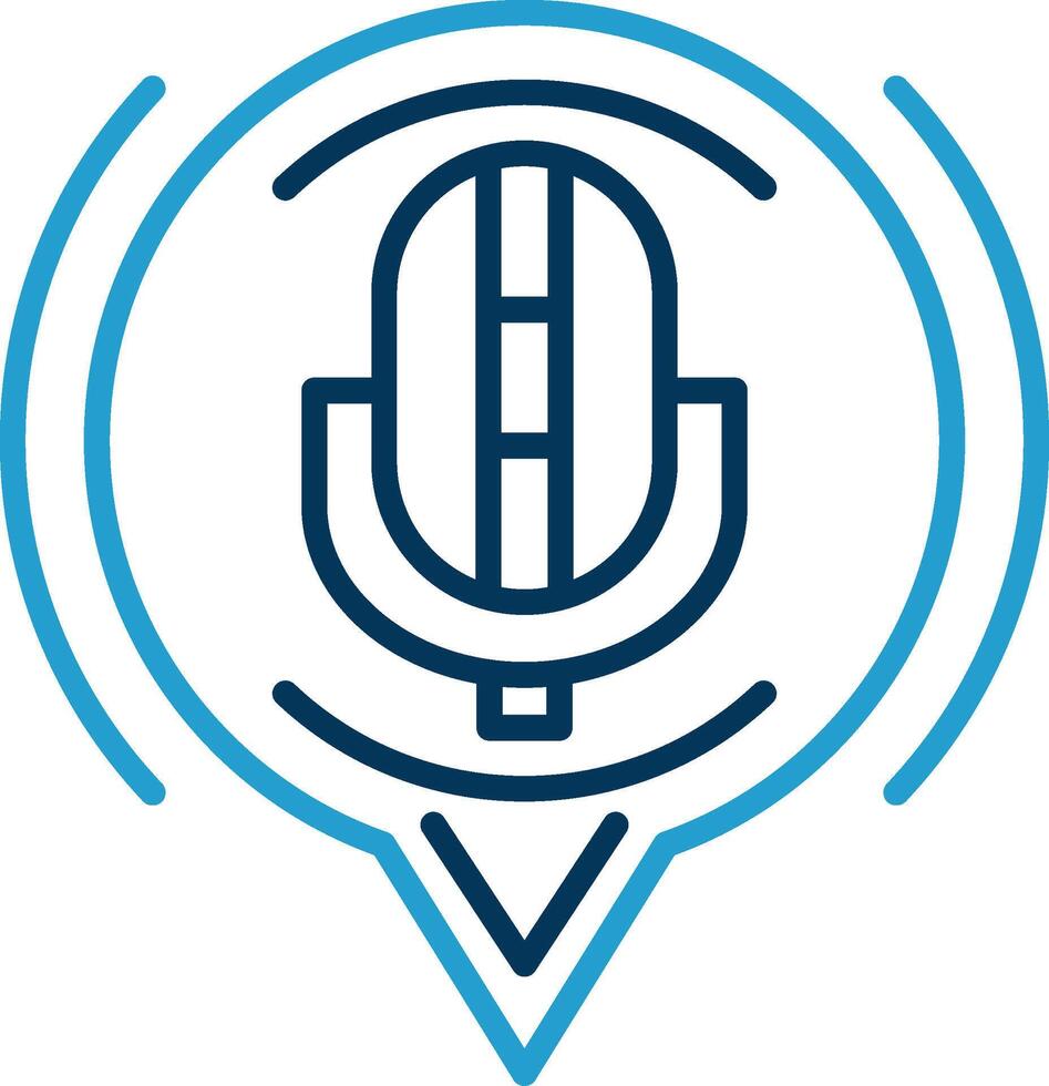 Mikrofon Linie Blau zwei Farbe Symbol vektor
