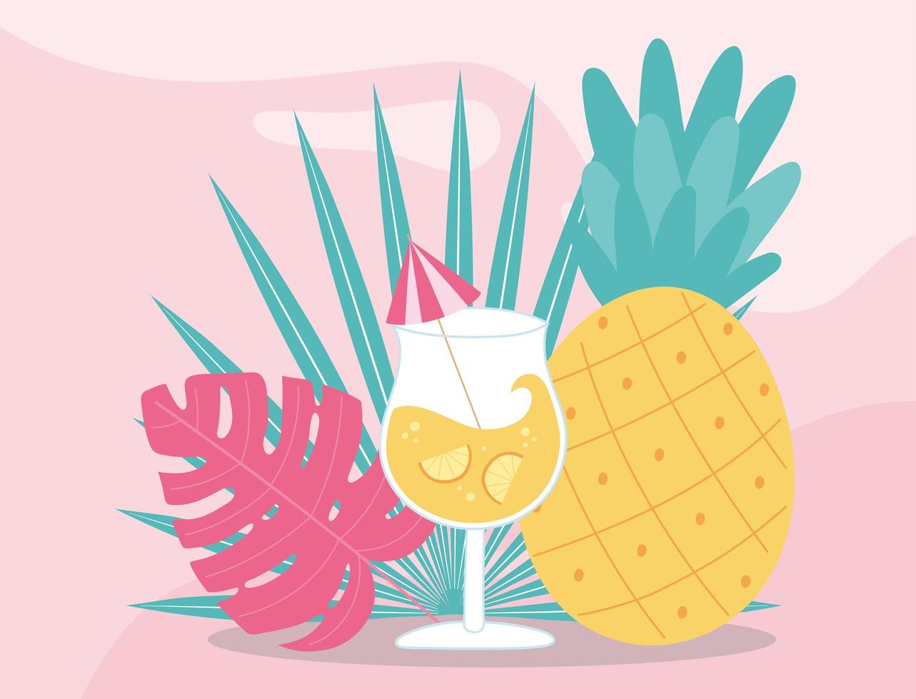 Sommerurlaub Tourismus Ananas und Cocktail mit Regenschirm vektor