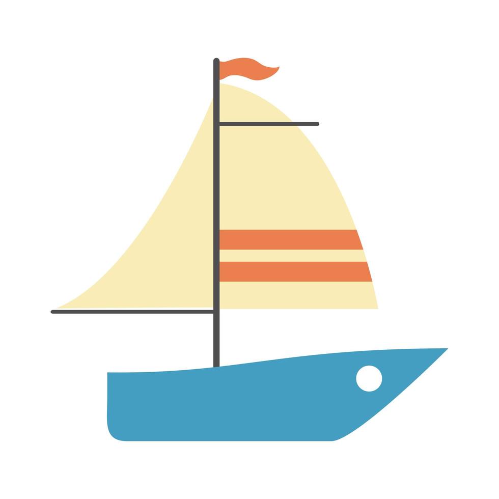 sommar resor och semester segelbåt transport i platt stil isolerad ikon vektor