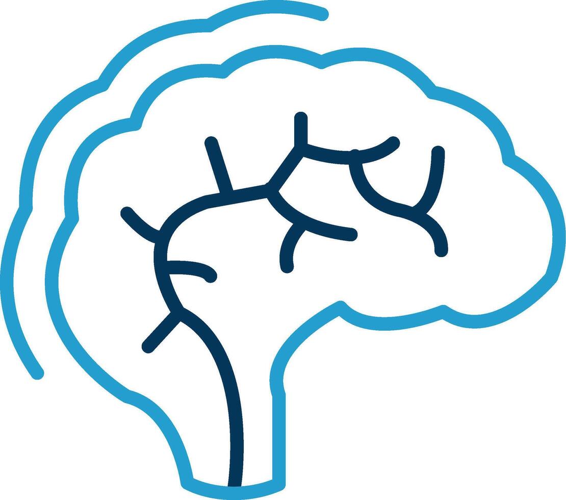 Mensch Gehirn Linie Blau zwei Farbe Symbol vektor