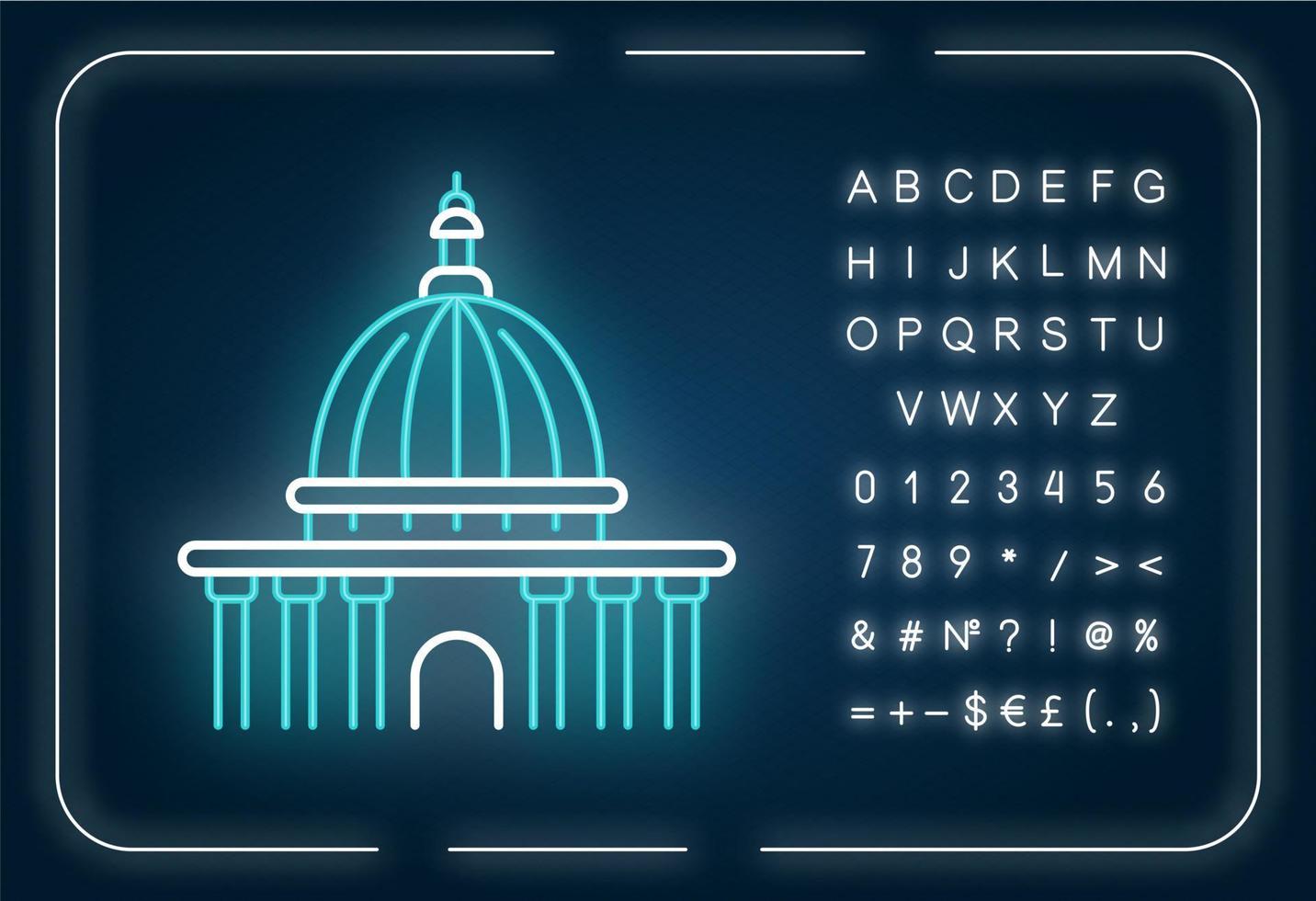 Supreme Court Neonlicht-Symbol. höchste Justizbehörde. Regierungsbehörde. Gerichtsgebäude. äußerer Leuchteffekt. Zeichen mit Alphabet, Zahlen und Symbolen. vektor isoliert rgb farbillustration