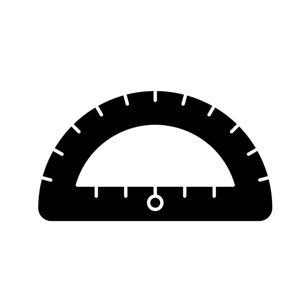 gradskiva svart glyfikon. instrument för att konstruera, mäta vinklar. enkel halvskiva. utarbetande leveranser. geometrilektion. siluett symbol på vitt utrymme. vektor isolerade illustration