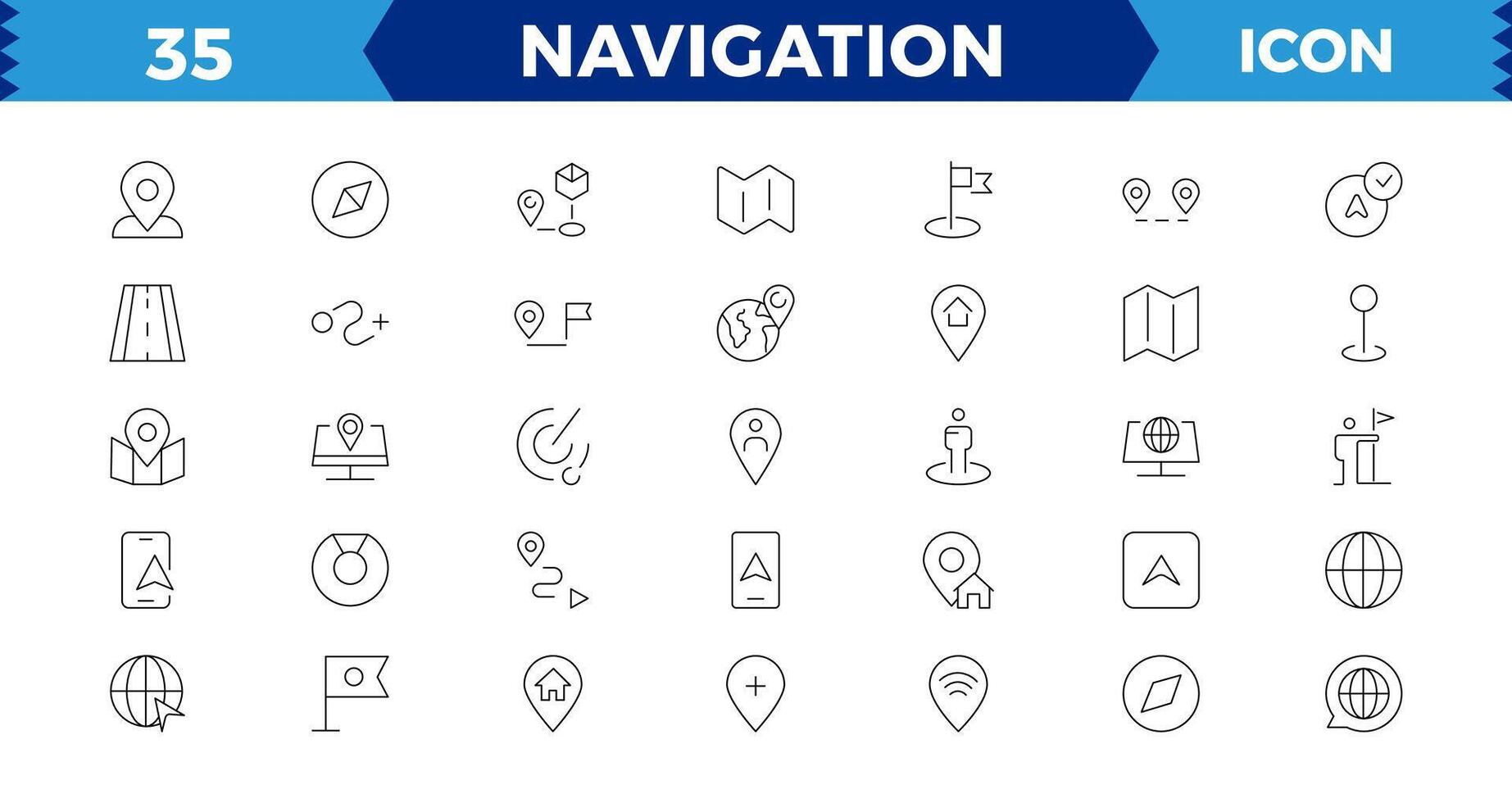 Navigation Symbol, Standort Symbol Satz. enthält Karte, Karte Stift, GPS, Ziel, Richtungen, Distanz, Ort, Navigation und Adresse Symbole. solide Symbole Sammlung. vektor