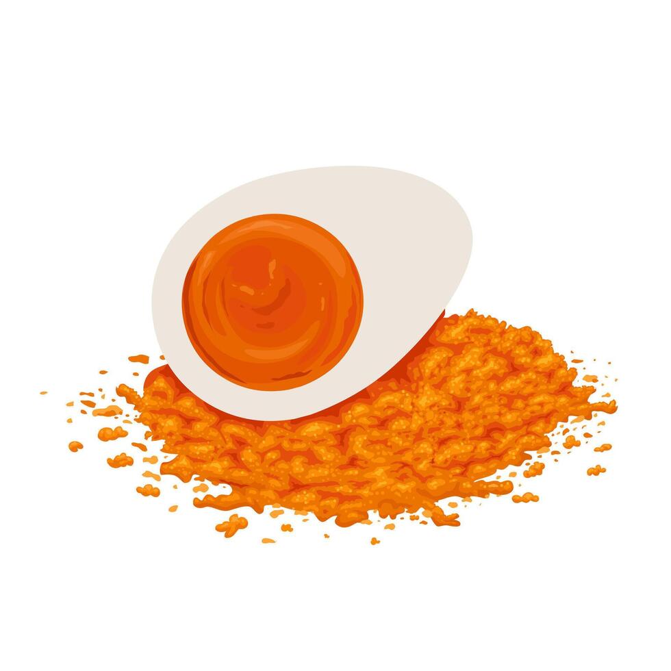 illustration, saltade ägg och saltade ägg äggula pulver, isolerat på vit bakgrund. vektor