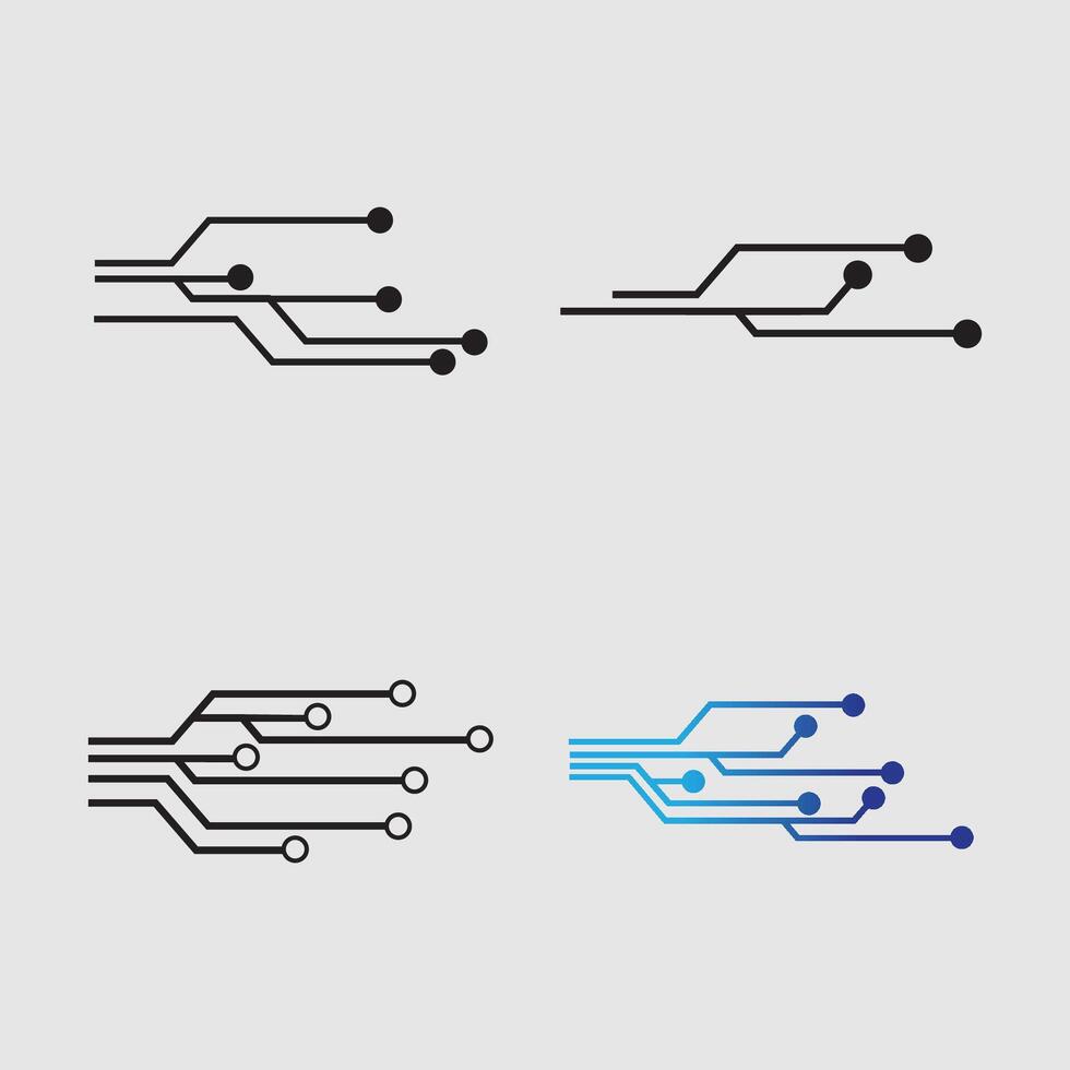 samling av logotyper och krets symboler design illustration isolerat grå bakgrund vektor