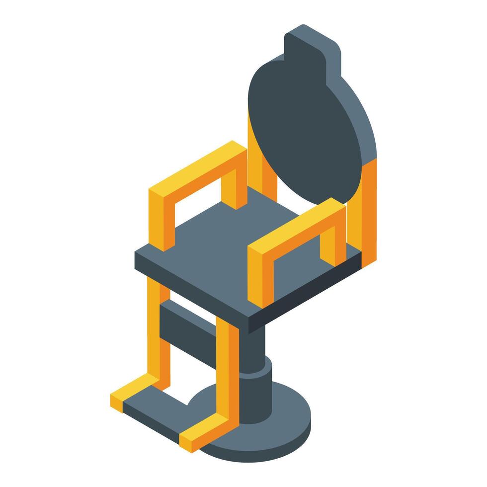 schwarz Gelb Stuhl Symbol isometrisch . Barbier Ausrüstung vektor