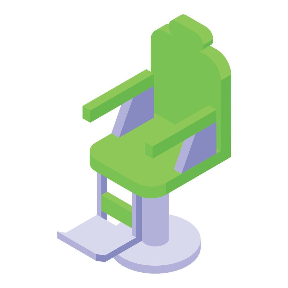 grön kalk Färg stol ikon isometrisk . barberare Utrustning vektor