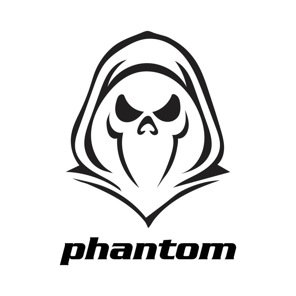 Hand gezeichnet einfarbig, Logo von ein Phantom im E-Sport Stil Vorlage vektor