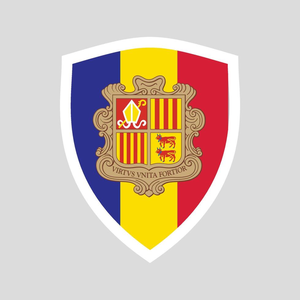 andorra flagga i skydda form vektor