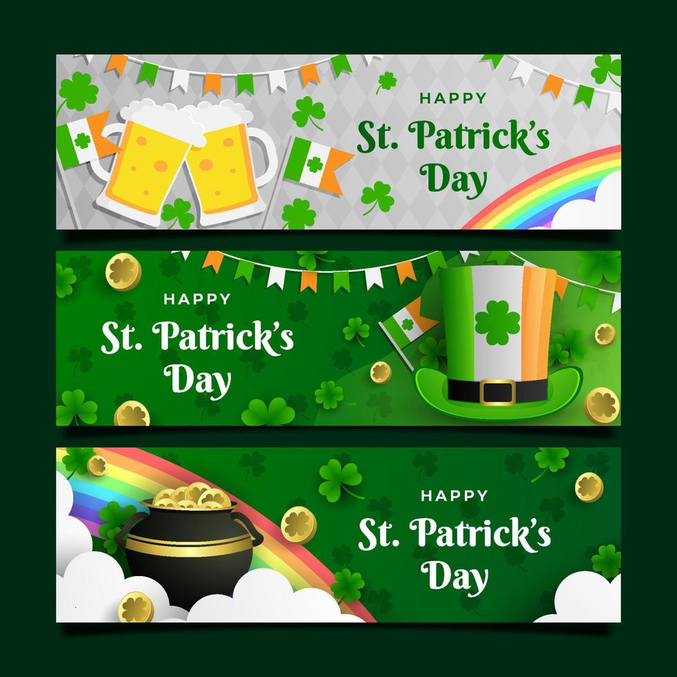 Happy St. Patrick's Day Bannerset vektor