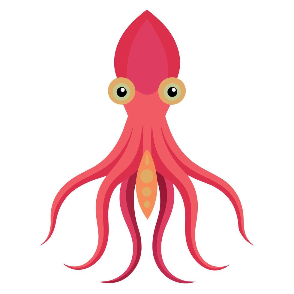 bläckfisk djur- platt stil illustration vektor